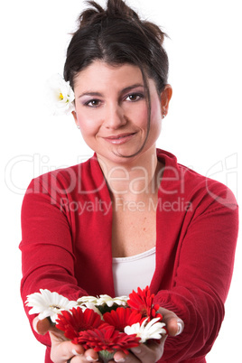 Woman holding flowers