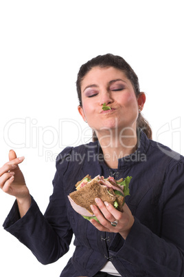 Enjoying my sandwich