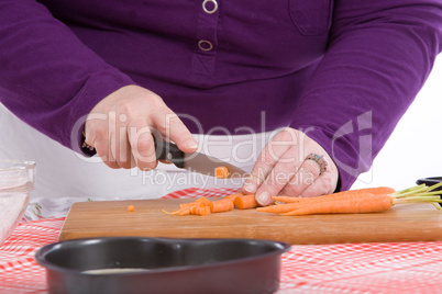 Chopping carrots