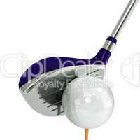 violet brassy for golf with a ball