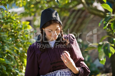 Woman checking the apple