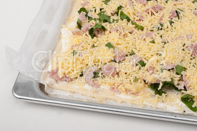 Flammkuchen mit Bärlauch,Schinken und Käse