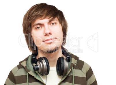 young men with headphones