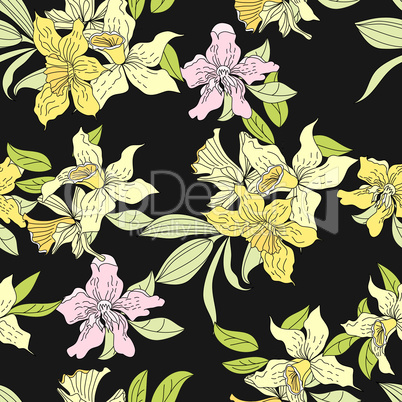 Colorful seamless pattern with flowers