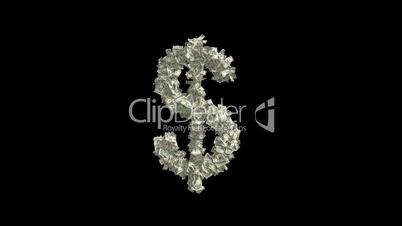 blow away dollars - 3D animation with alpha mask