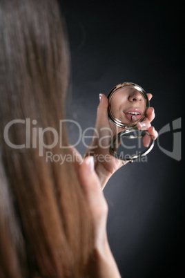 Reflexion of lips in a mirror