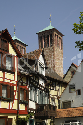 Häuser und Kirche St. Georg in Bensheim