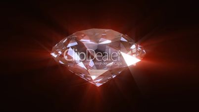 Spinning red shining diamond - looped 3d animation