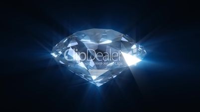 Spinning blue shining diamond - looped 3d animation