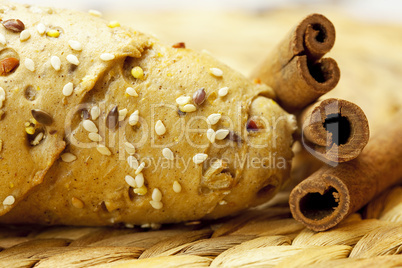 bread and cinnamon sticks