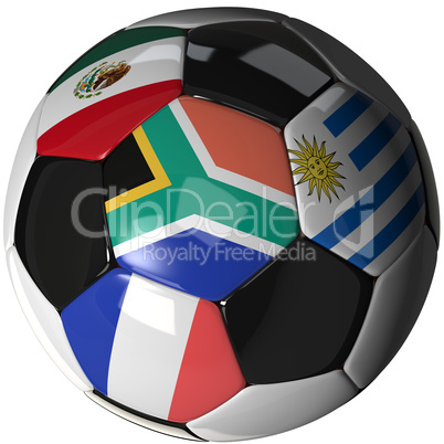 Soccer ball over white with 4 flags - Group A 2010