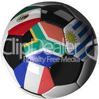 Soccer ball over white with 4 flags - Group A 2010