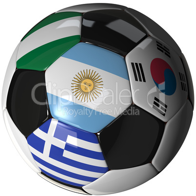 Soccer ball over white with 4 flags - Group B 2010