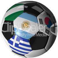 Soccer ball over white with 4 flags - Group B 2010