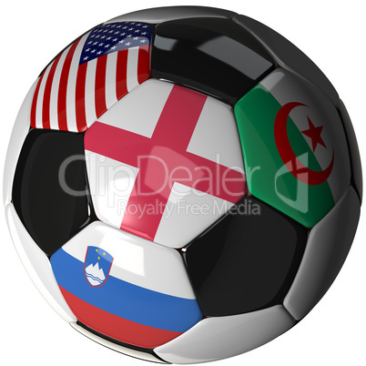 Soccer ball over white with 4 flags - Group C 2010