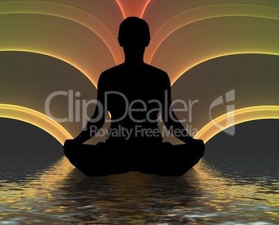 Meditating silhouette