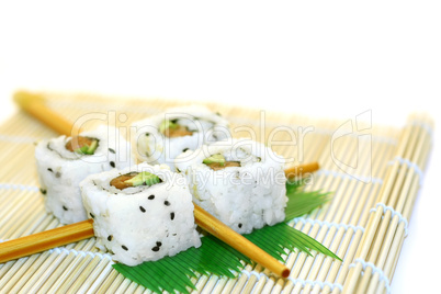 Sushi Rolls structured over white