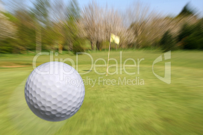 Flying golf ball