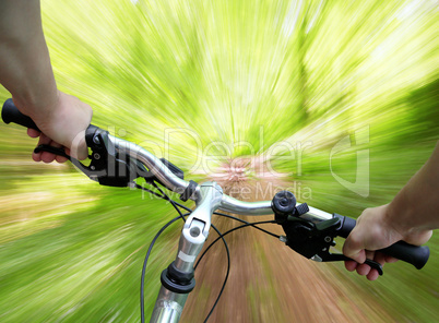 Mountain biking in the forest