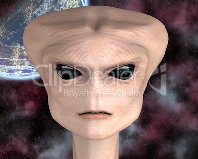 alien portrait with stars
