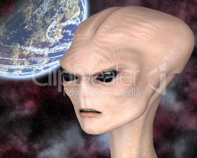 alien portrait with stars