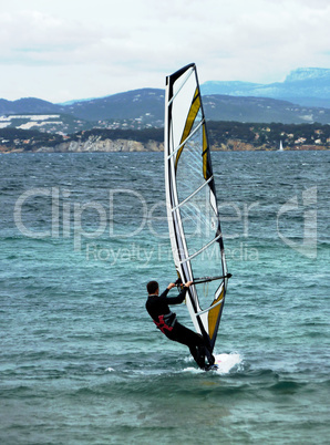 Windsurfer by cold weather