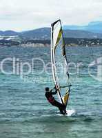 Windsurfer by cold weather