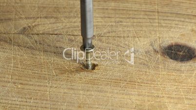 Unscrewing screw in wood screwdriver