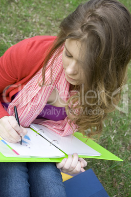 Female in the park draws