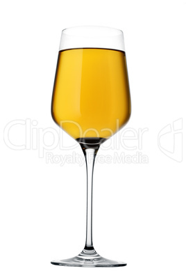 Full white wine glass isolated on white background