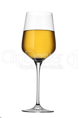 Half full white wine glass