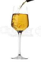 white wine pouring isolated on white background