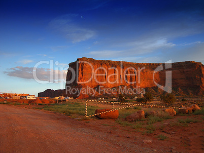 Road of Monument Valley at Sunset