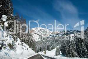 Snow on the Dolomites Mountains, Italy