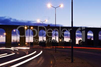 Evora aqueduct by night