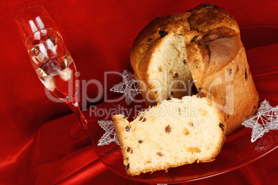 Christmas composition with panettone