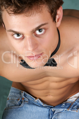 Shirtless young man with bow tie Shirtless young man with bow tie