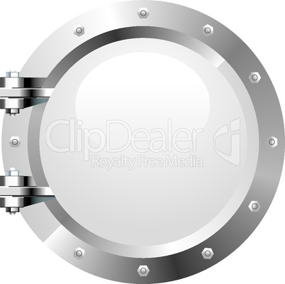 Vector realistic metalic porthole on white background