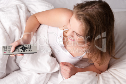 Woman with remote