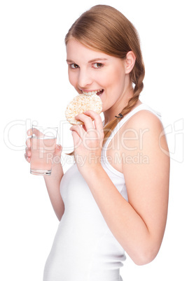 Woman eating cake
