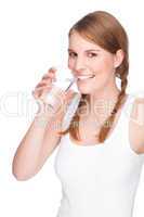 Woman with glass of water