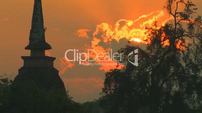 Sunset Temple Sukhothai Historical Park, Thailand.