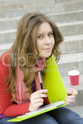 Beautiful female student smiling