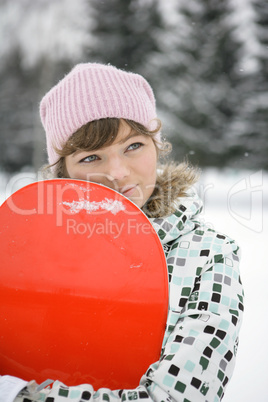 Beautiful girl snowborder
