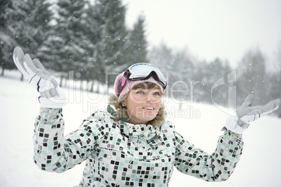 Happy girl in winter