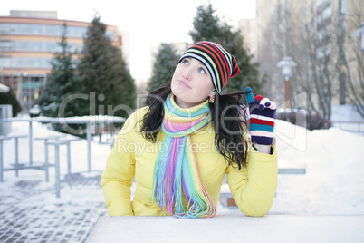 Cheerful girl in winter