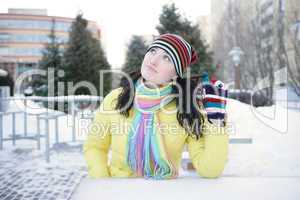 Cheerful girl in winter