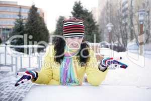 Cheerful girl in winter