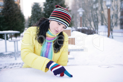 Girl wrote in the snow