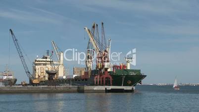 Large cargo ship in the port